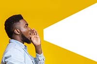 Illustrative photo of a young man calling out